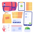 Set of icons for online shopping. Flat style vector illustration for web design. Royalty Free Stock Photo