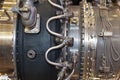 Elements of aircraft engine close-up