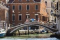 Elements of architecture of houses on the streets of the canals of the city of Venice in Italy.