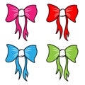 Bow vector cartoon bowknot or ribbon for decorating gifts on Christmas or Birtrhday party illustration set