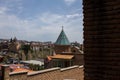 Elements of buildings, church and mountains