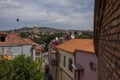 Elements of buildings, church and mountains