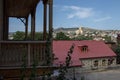 Elements of buildings, church and mountains