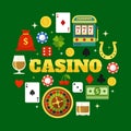 Elements Of Casino Flat Icons Set