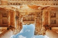 Elements of the columns of the architectural structure against the blue sky of the Library of Celsus in Ephesus, Turkey Royalty Free Stock Photo