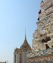 Elements of decoration of the Beautiful Temple of Dawn - Wat Arun, Bangkok, Thailand Royalty Free Stock Photo