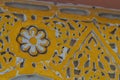 Elements of designer decoration of exterior parts of houses on streets of the city of Tangier in the Kingdom of Morocco