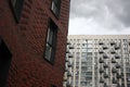 Exterior of a high-rise apartment building facade, windows and balconies. Royalty Free Stock Photo