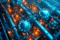 Elements of futuristic hydrogen production facility powered by renewable energy sources, illustrating the role of green Royalty Free Stock Photo