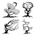 Set of trees for halloween. Collection of halloween silhouettes. Elements for halloween decorations. Vector icons, sticker Royalty Free Stock Photo