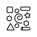 Black line icon for Elements, inwardness and geometric