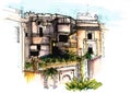 Elements Italy cities. Painted sketch, art work and decoration