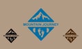 Elements of mountains and footprints in a simple top and bottom triangular logo icon Royalty Free Stock Photo