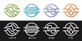 4 elements of nature symbols collection - earth, water, wind and fire with modern border line circle icon symbols gradient and Royalty Free Stock Photo