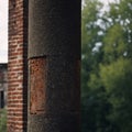 Elements of an old abandoned factory building. Historical building in ruins. Generative AI Royalty Free Stock Photo