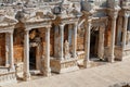 Elements of the old amphitheater, Hierapolis in Pamukkale, Turkey