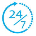 24/7 elements open 24 hours a day and 7 days a week icon. flat i Royalty Free Stock Photo