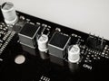 elements of the power circuit on the computer motherboard for the processor Royalty Free Stock Photo
