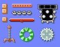 Elements set of Super Mario Bros classic video game, pixel design vector illustration