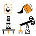 elements and symbol of fall and rise of oil prices
