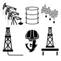 Elements and symbol of fall and rise of oil prices