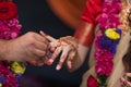 Elements of Vedic wedding wearing rings close up