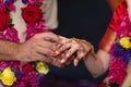 Elements of Vedic wedding wearing rings close up