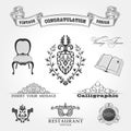 Elements vintage Chair ribbon book. Vector
