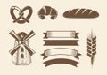 Elements for vintage vector bakery logotypes logos badges labels and emblems