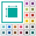 Elemet dimensions flat color icons with quadrant frames