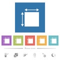 Elemet dimensions flat white icons in square backgrounds