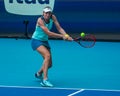 Elena Rybakina of Kazakhstan in action during semi-final match against Victoria Azarenka of Belarus at 2024 Miami Open