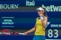 Elena Rybakina of Kazakhstan in action during semi-final match against Victoria Azarenka of Belarus at 2024 Miami Open