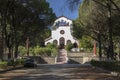 Eleousa church in the centre of Rhodes island, italian village Compochiaro, Rhodes, Greece Royalty Free Stock Photo