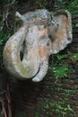 Elephan sculpture in side view.OF temple