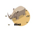 Vector Paper box animal,Vector Rhinos Royalty Free Stock Photo