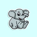 Cute Animal Elephant sticker design vector doodle