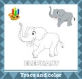 Trace and color for kids, elephant vector kids activity page Royalty Free Stock Photo