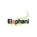 Elephant Abstract Vector Logo Template, Sign or Icon. Elephant Head Incorporated in the Letter E. Negative Space Concept with Mode Royalty Free Stock Photo