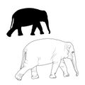 Elephant adult animal isolated sketch silhouette Royalty Free Stock Photo