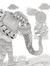 Elephant adult coloring page Royalty Free Stock Photo