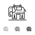 Elephant, American, Usa Bold and thin black line icon set Royalty Free Stock Photo