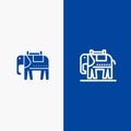Elephant, American, Usa Line and Glyph Solid icon Blue banner Line and Glyph Solid icon Blue banner