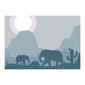 Elephant animal silhouette desert savanna landscape design vector illustration