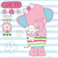 Elephant with baby jumbo vector illustration