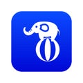 Elephant balancing on a ball icon digital blue Royalty Free Stock Photo