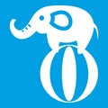 Elephant balancing on a ball icon white Royalty Free Stock Photo