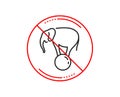 Elephant on ball line icon. Circus sign. Vector