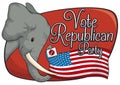 Elephant with Ballot and American Flag Supporting the Republican Party, Vector Illustration