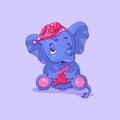 Elephant calf in nightcap with pillow